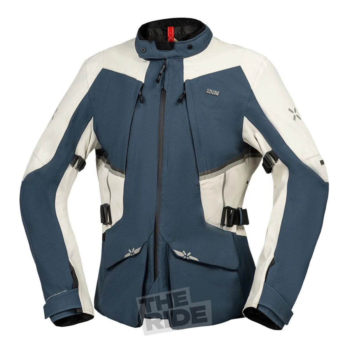Jachetă moto Tourster-STX 1.0 laminată, albastru-gri rece