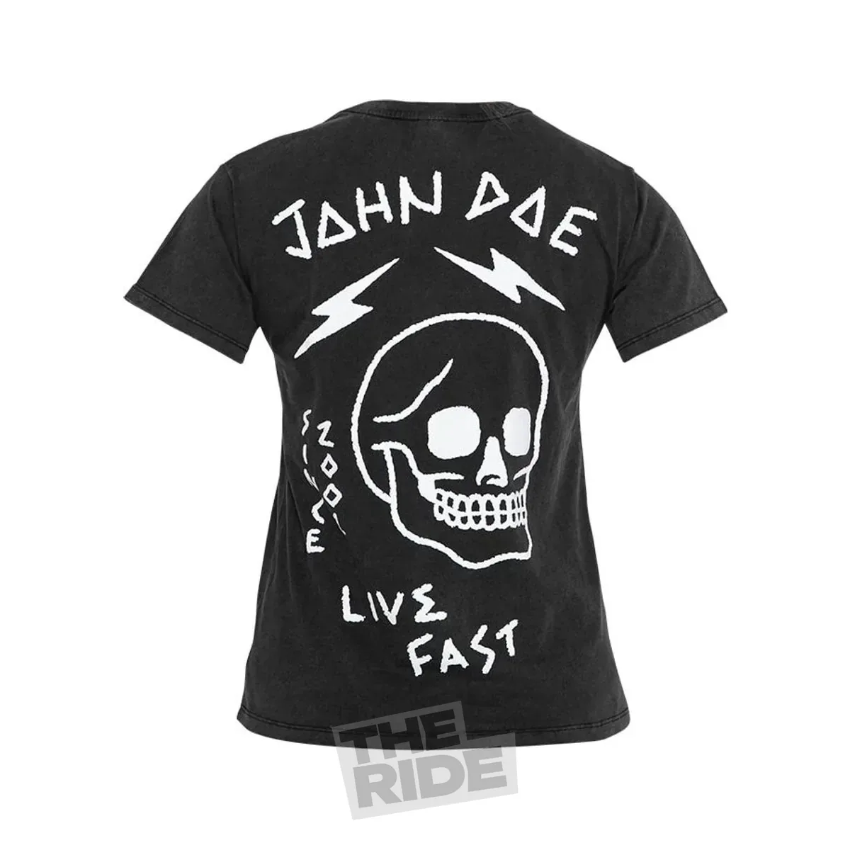 John Doe Live Fast Skull Fade Out Black T-Shirt Women