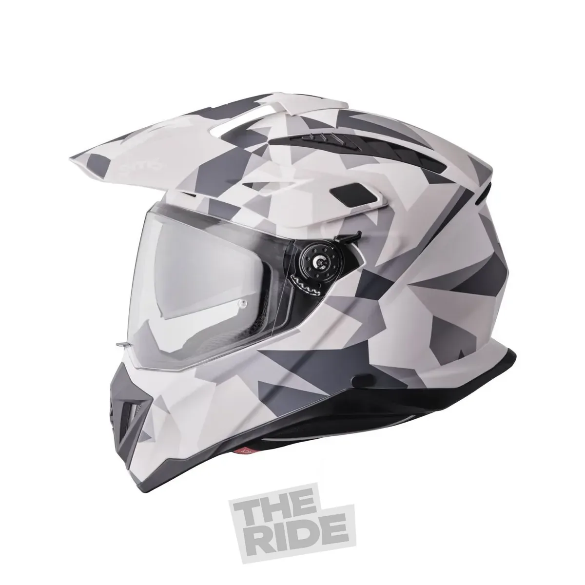 Cască GMS Adventus Camo, camuflaj alb-gri mat