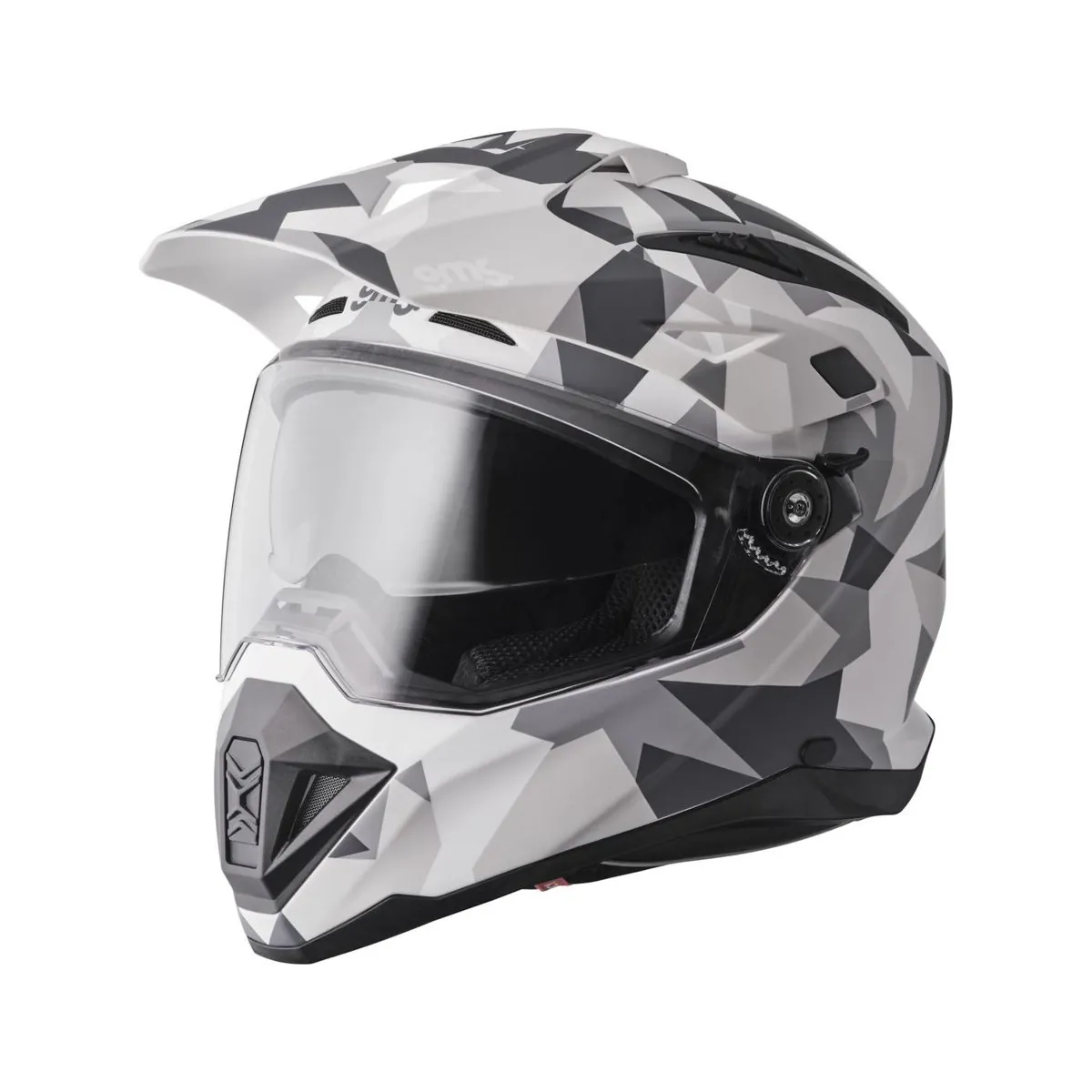 Cască adventure GMS Adventus Camo, camuflaj alb-gri mat