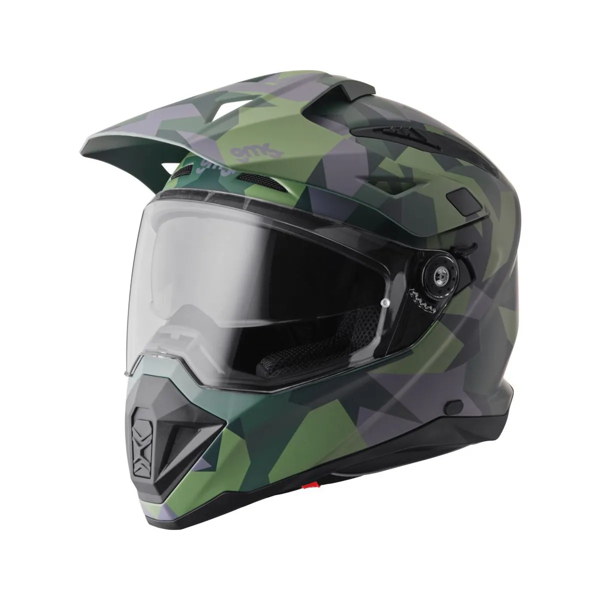 Адвенчер-шлем GMS Adventus Camo, зелёно-чёрный матовый