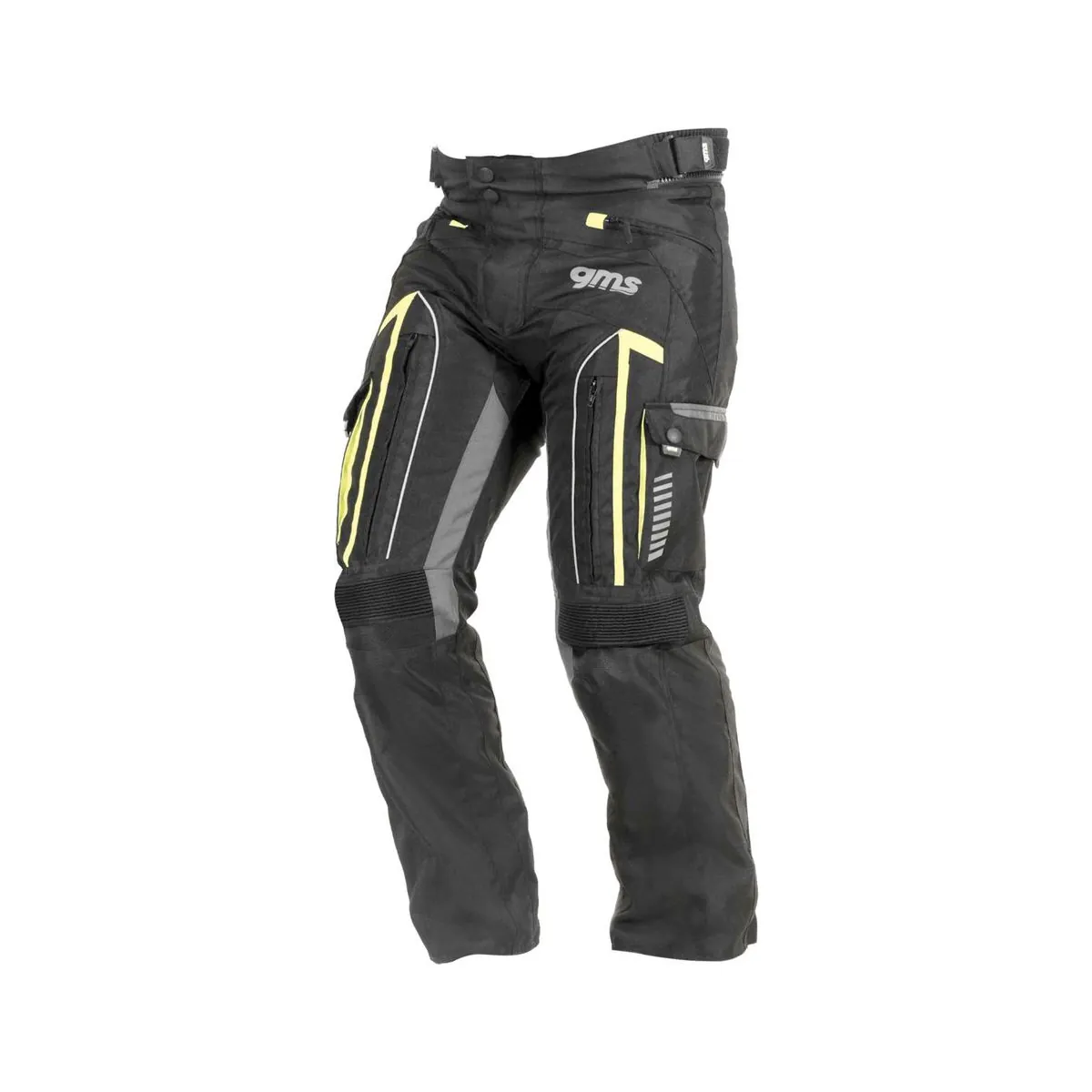Pantaloni moto GMS Everest, negru-antracit-galben